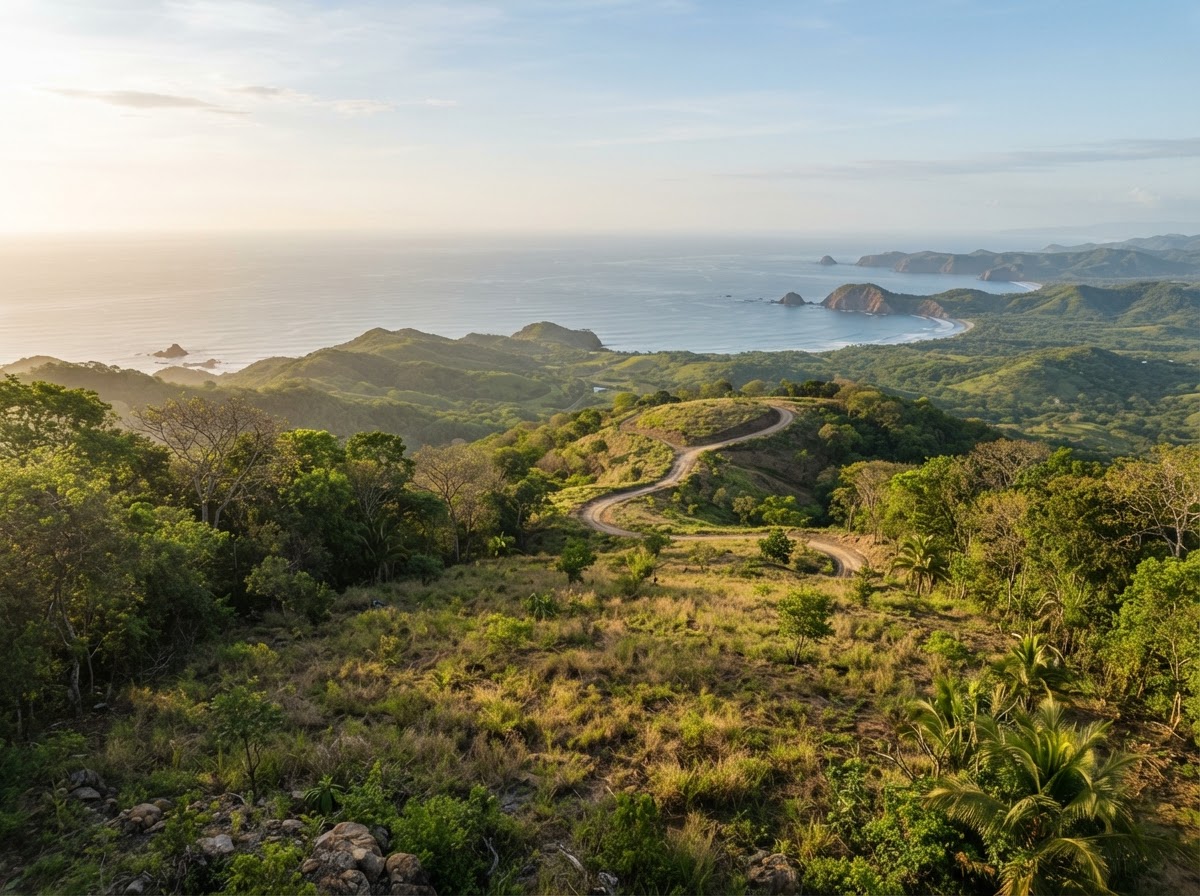 Parcela de terreno en ladera con vistas a las colinas y al Pacífico en Guanacaste, Costa Rica
