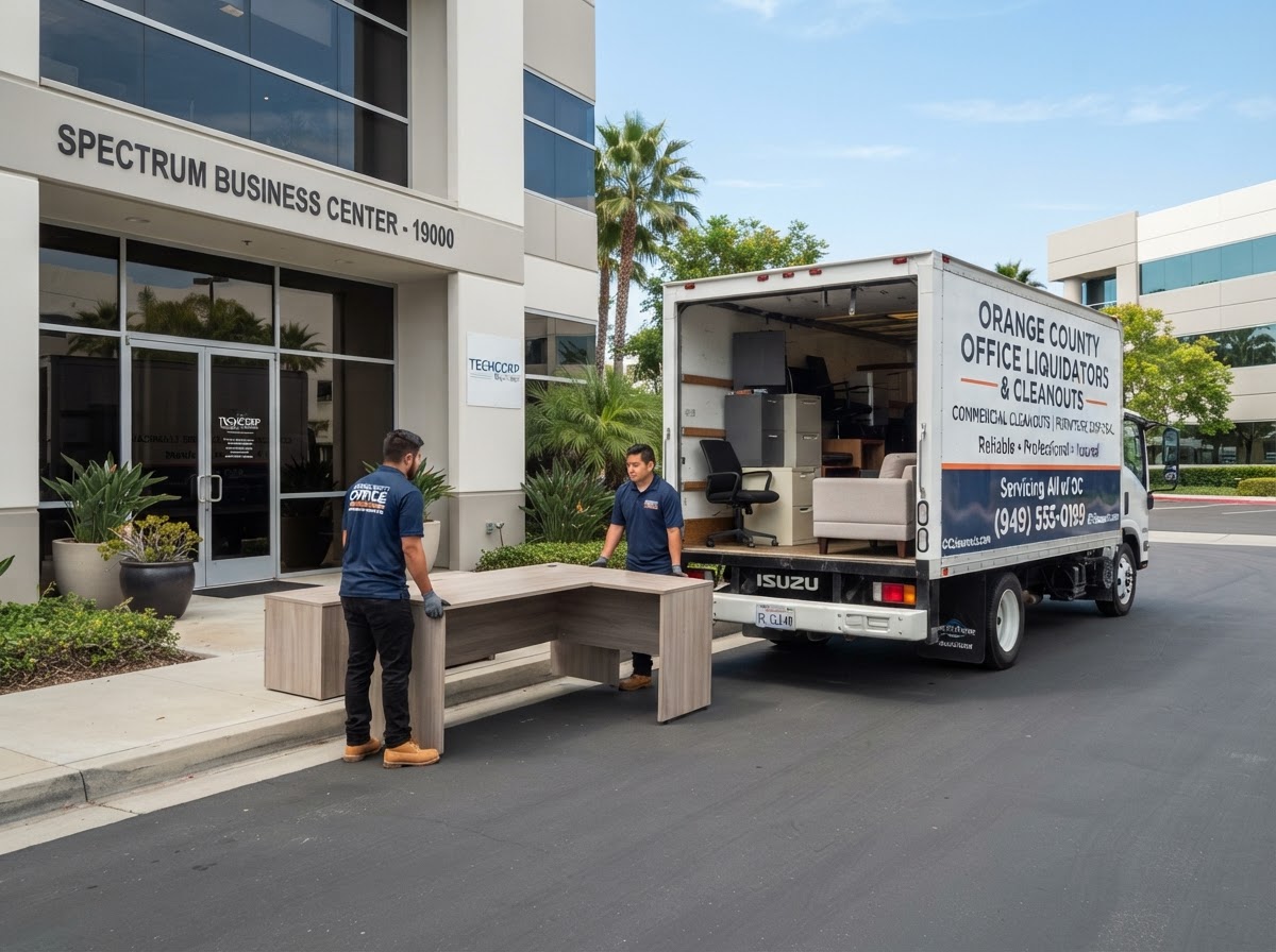 Commercial property junk disposal truck in Orange County