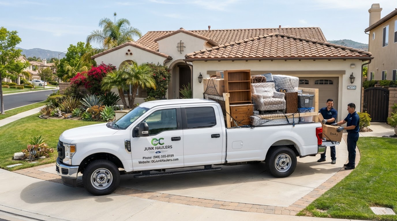 OC Christian Hauler crew loading junk and hauling items in Southern California