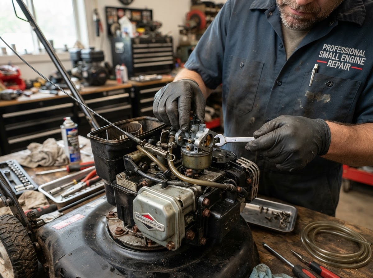Lawnmower engine and carburetor service