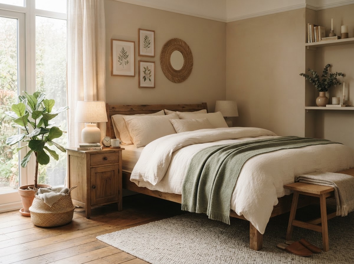 A calm furnished bedroom ready for guests