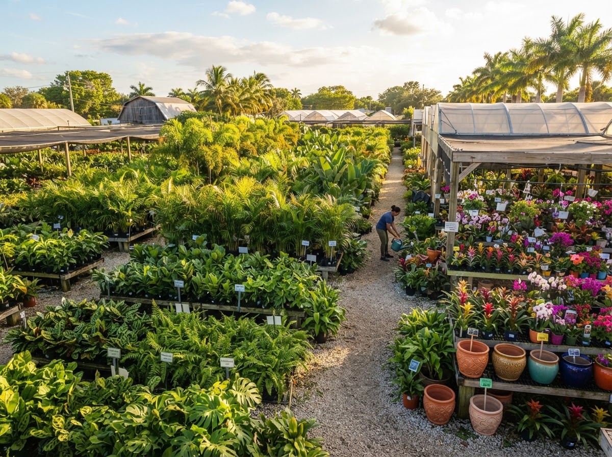 Three-acre nursery of live palms and tropical plants in Davie, Florida