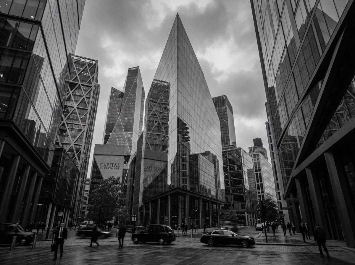 Financial district architecture representing ALUGIA Capital