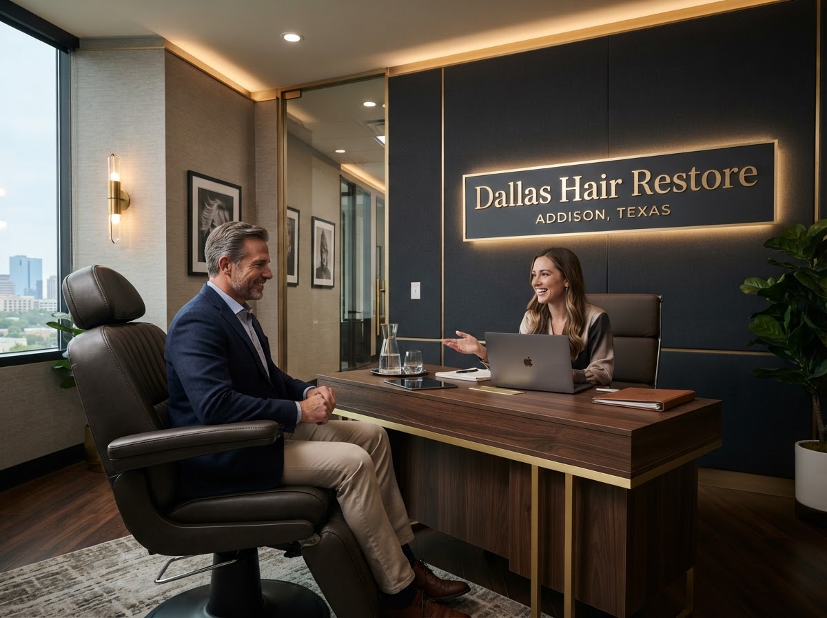 Dallas Hair Restore clinic interior in Addison, TX