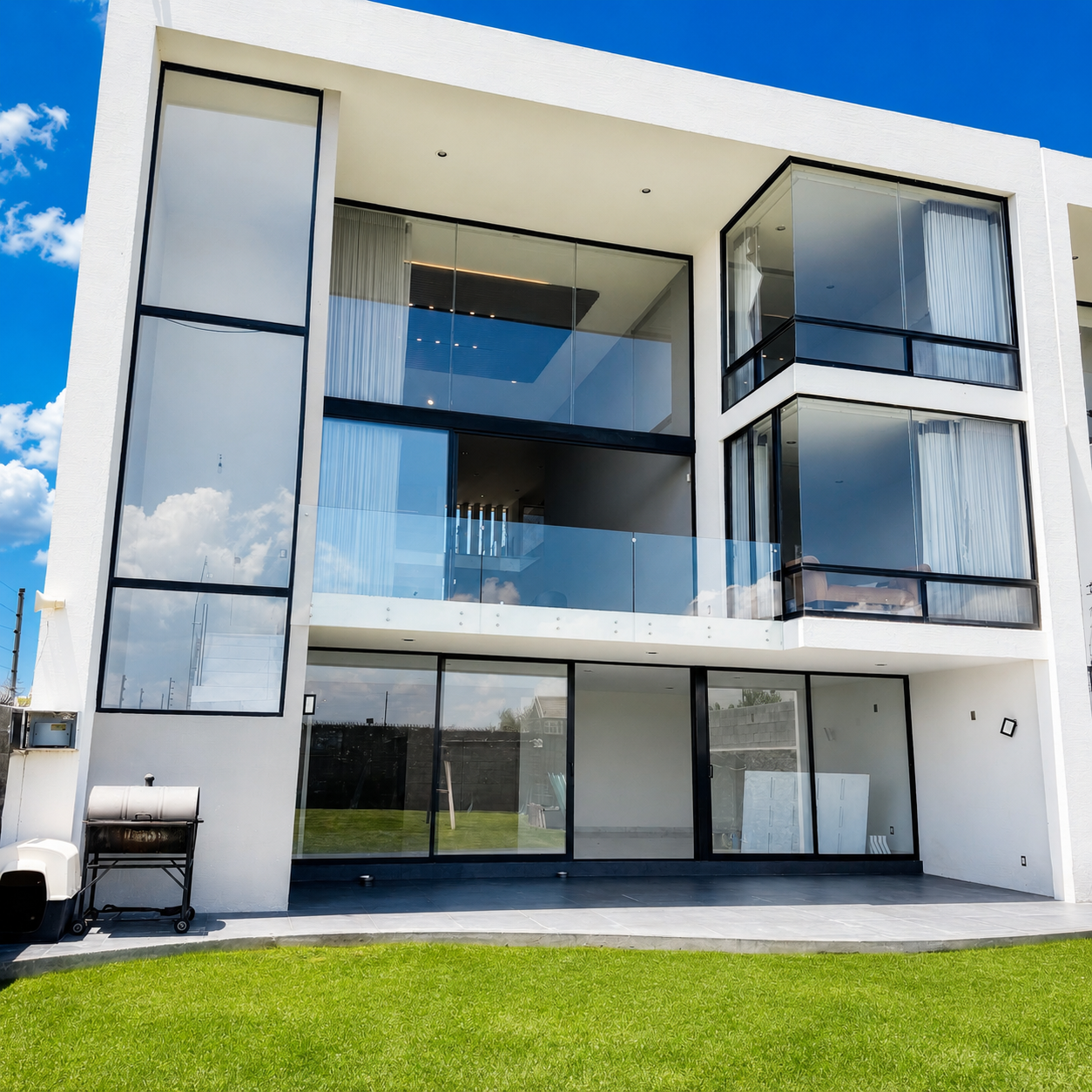 Planta Arquitectónica & Balcón con Barandal de Cristal