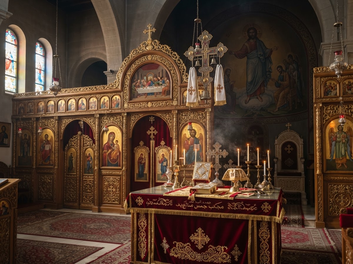 Coptic Orthodox church altar interior