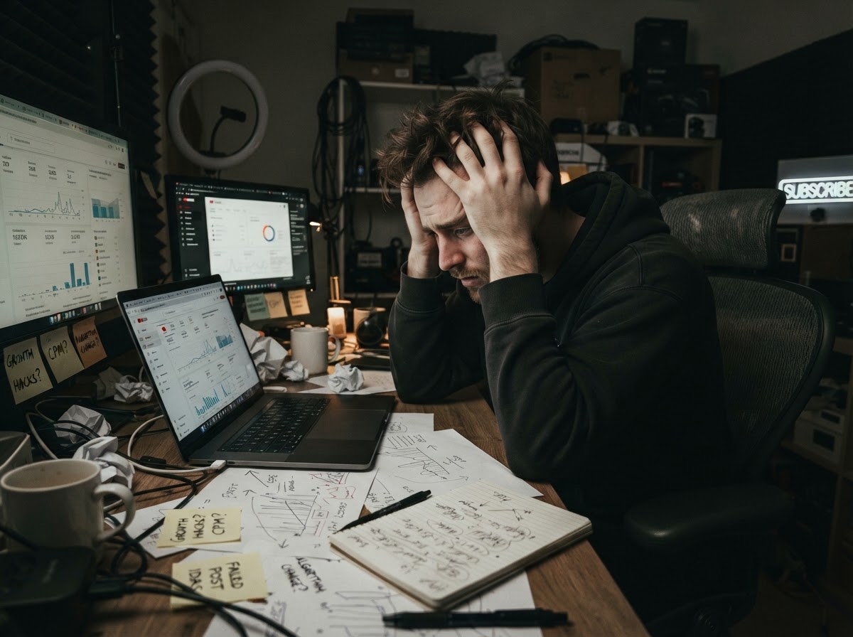 Frustrated creator guessing at social media growth