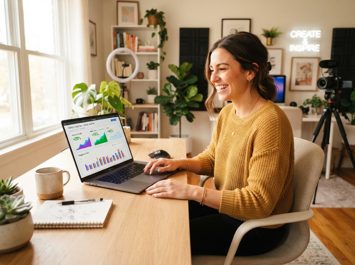Confident creator using data-driven audience growth