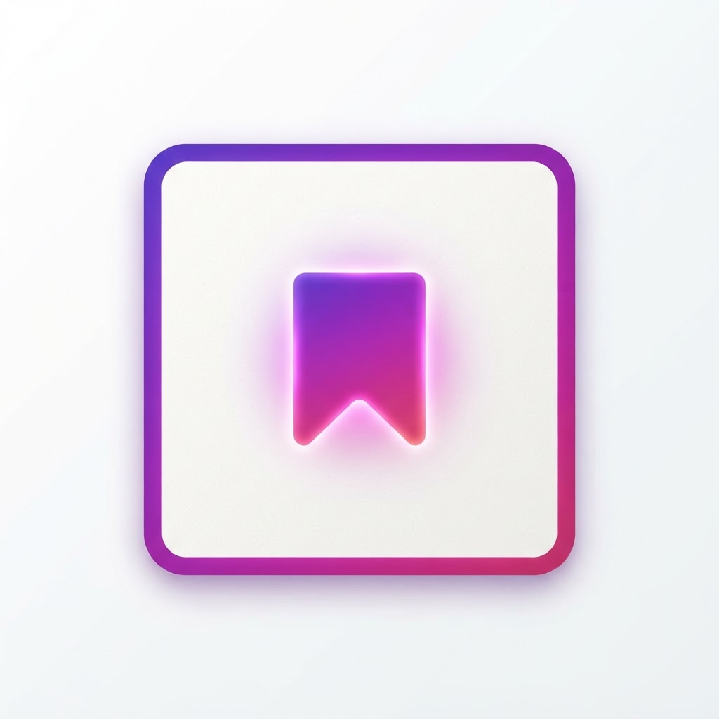 Conceptual content tile showing a glowing bookmark save icon