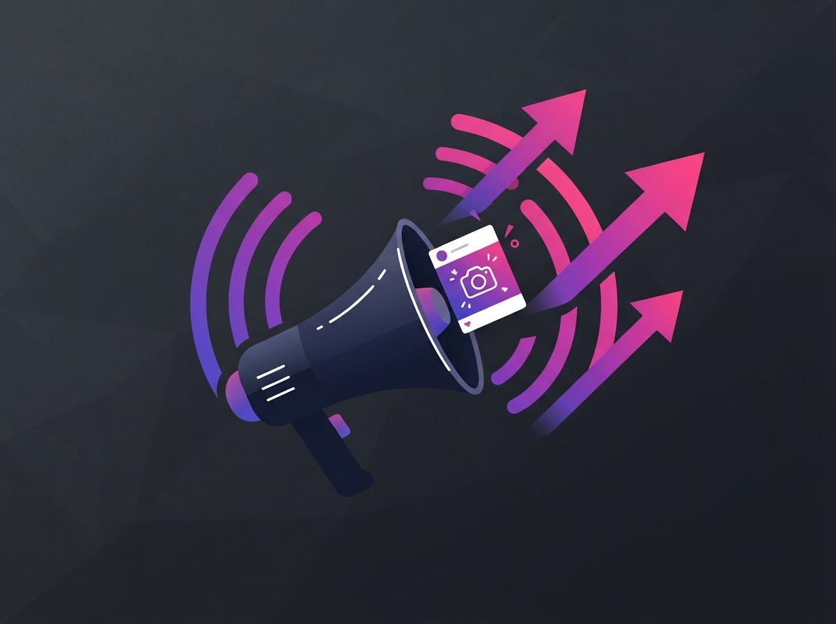 Conceptual illustration of a megaphone amplifying one piece of content