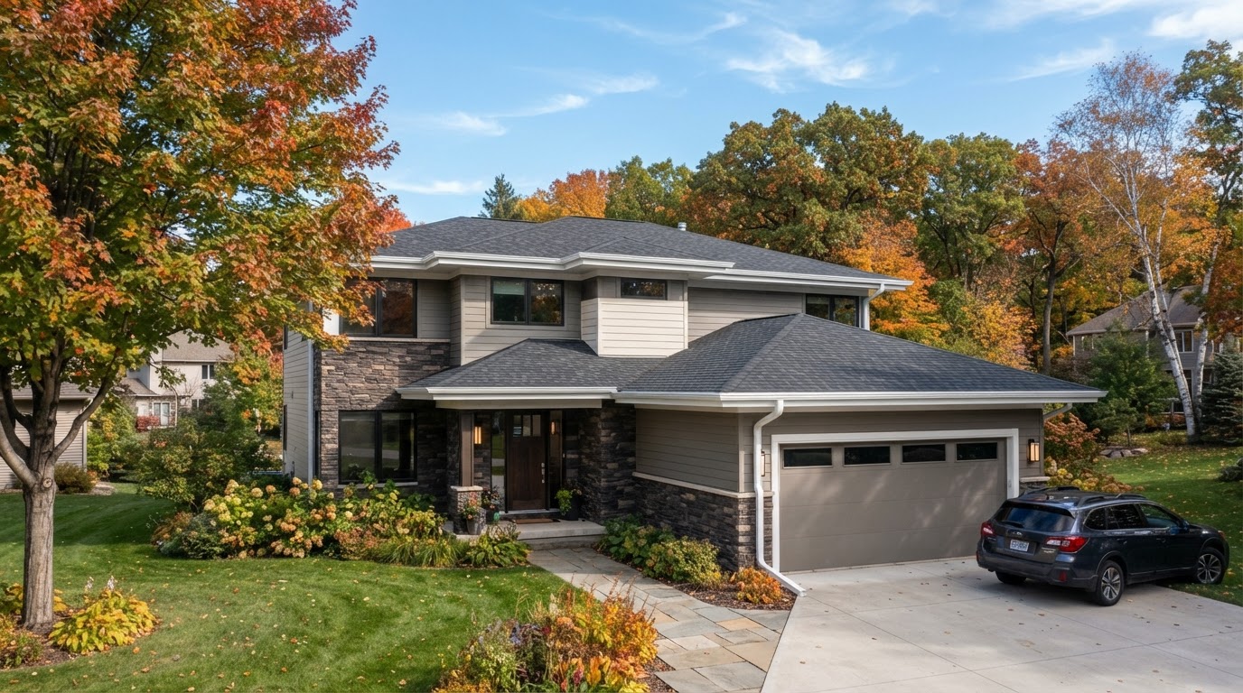 Wisconsin home with new seamless gutters