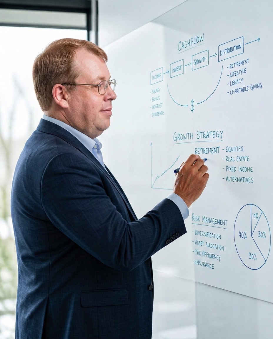 Brian at a glass whiteboard