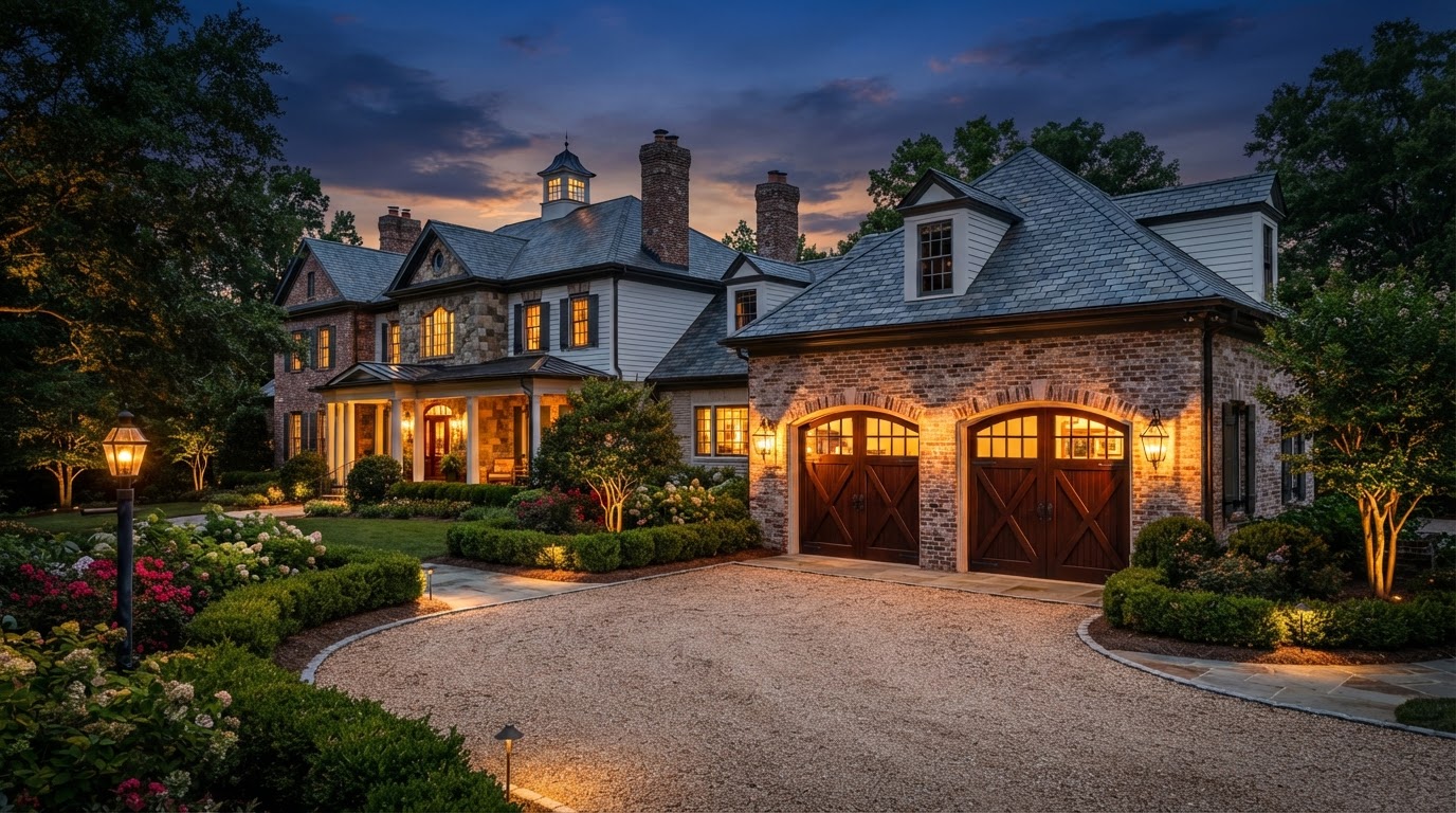 Modern Georgia home with a professionally installed garage door