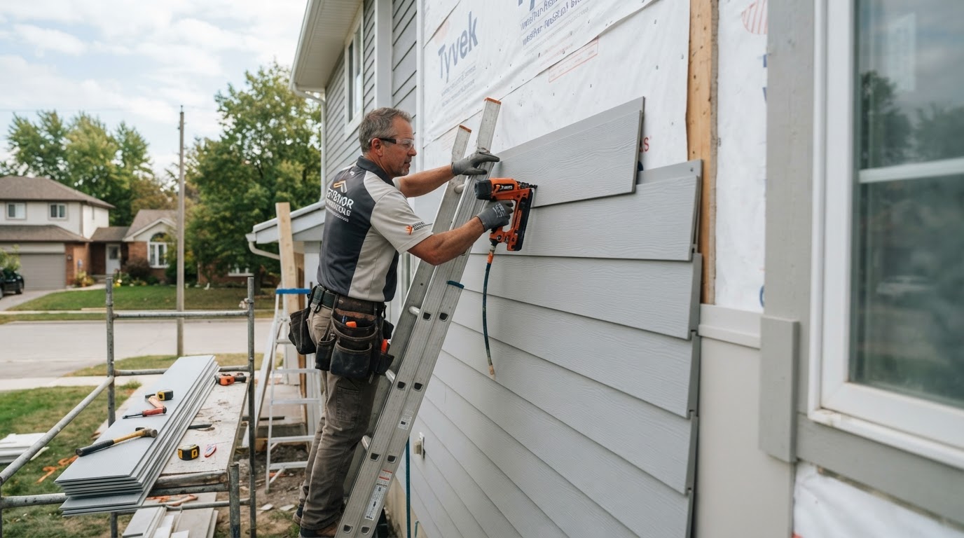Contractor replacing moisture-damaged drywall in a Cornelius-area home