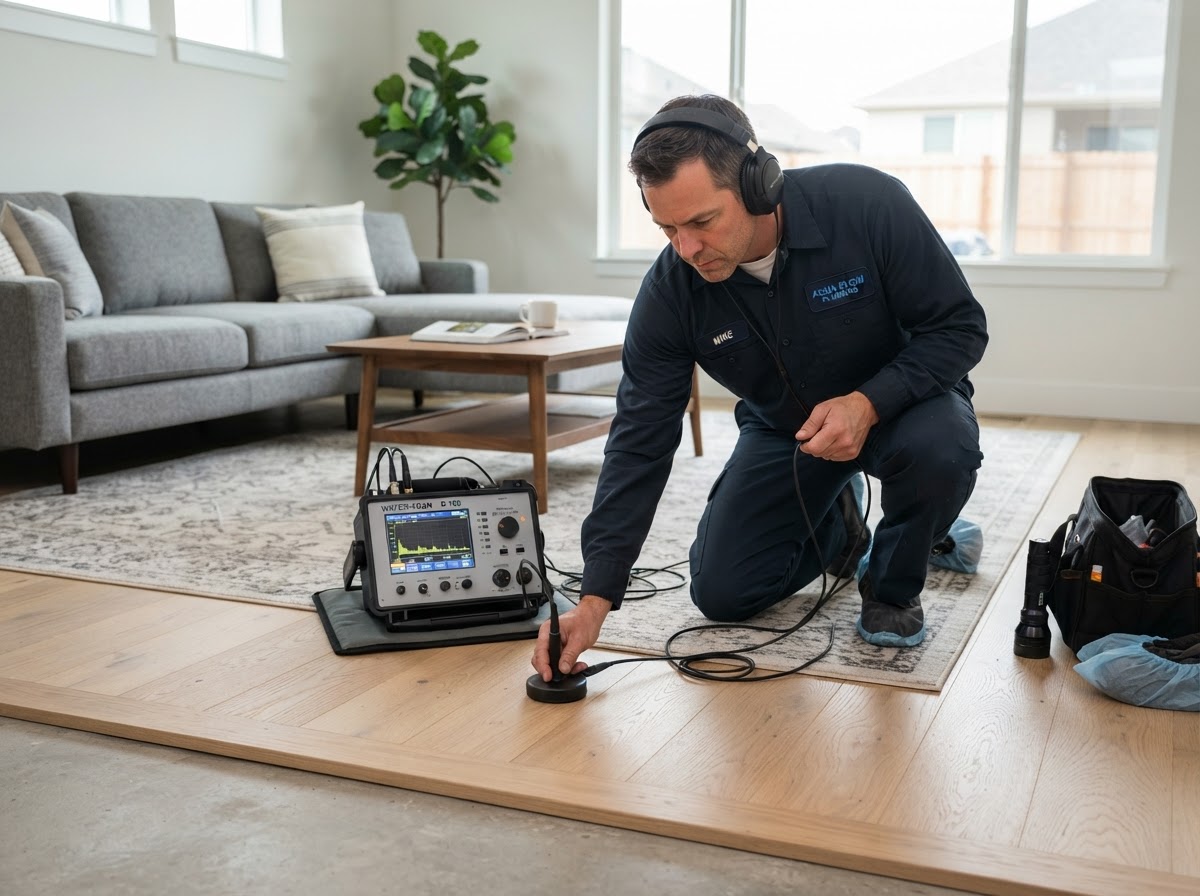 Slab Leak example — Slab leaks cause serious damage fast. Electronic location and minimally invasive repair protect your foundation.