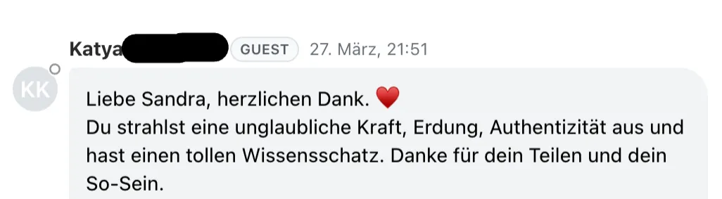 Live-Chat Feedback: Du strahlst eine unglaubliche Kraft, Erdung, Authentizität aus
