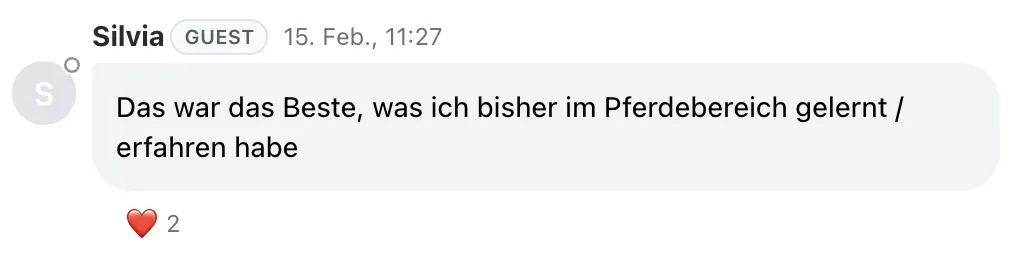 Live-Chat Feedback: Das war das Beste, was ich bisher im Pferdebereich gelernt habe