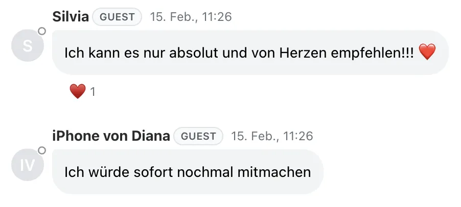 Live-Chat Feedback: Ich kann es nur absolut und von Herzen empfehlen