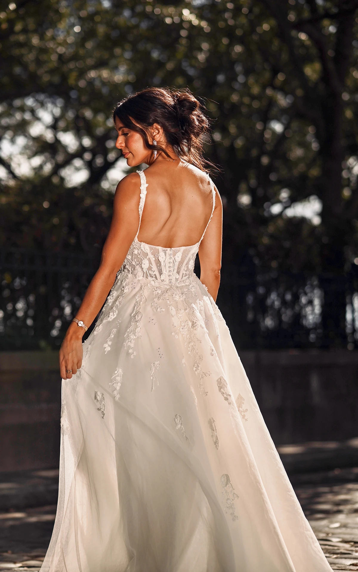 Essense of Australia - Low Scoop Back with Sheer Boned Corsetry & Floral Lace