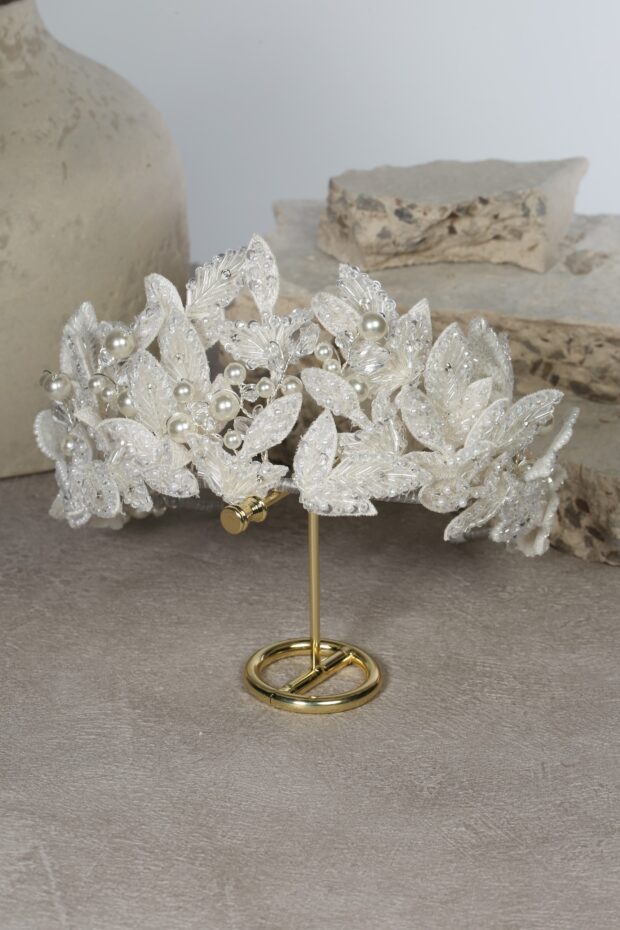 Embroidered Lace & Pearl Crown