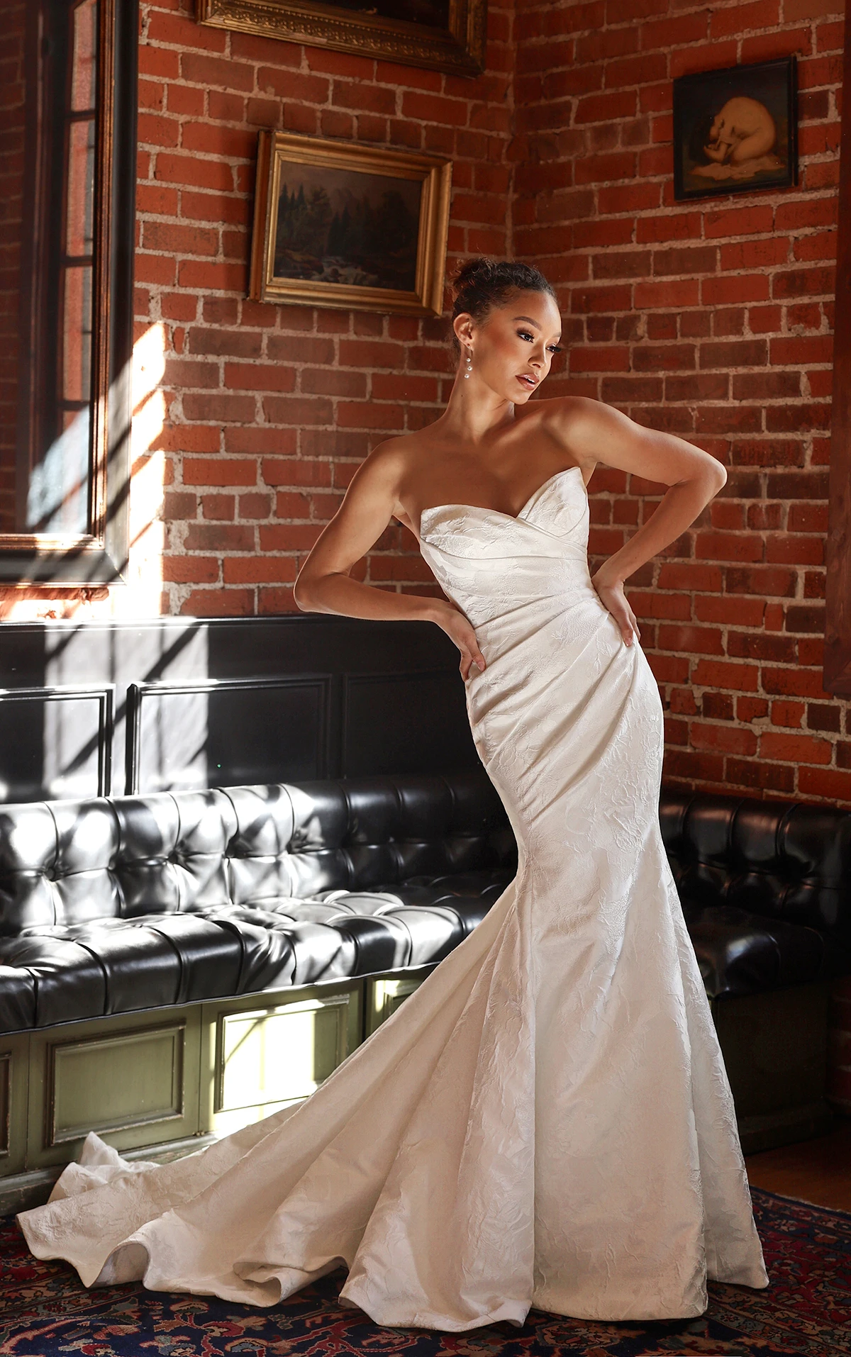 Sculpted Sweetheart Floral Jacquard Fit-and-Flare Gown