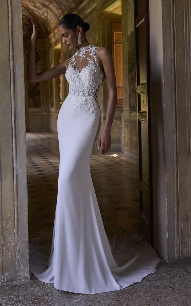Veni Infantino - Corded Floral Lace Sheath Gown