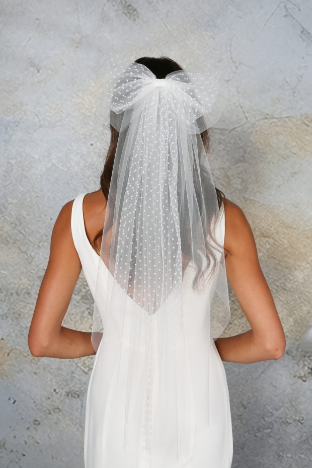 Point d'Esprit Polka Dot Bow Veil