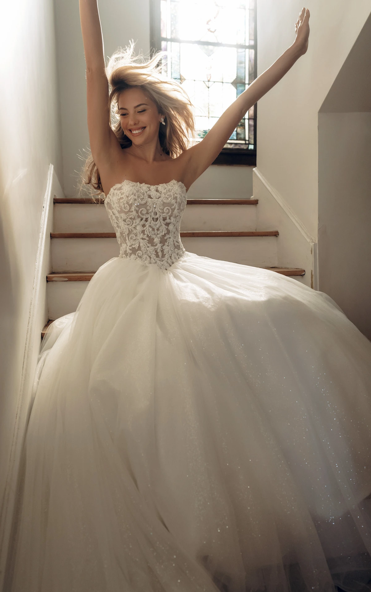 Bride in a Stella York sparkle tulle ballgown at Diane Honeyman Ayr