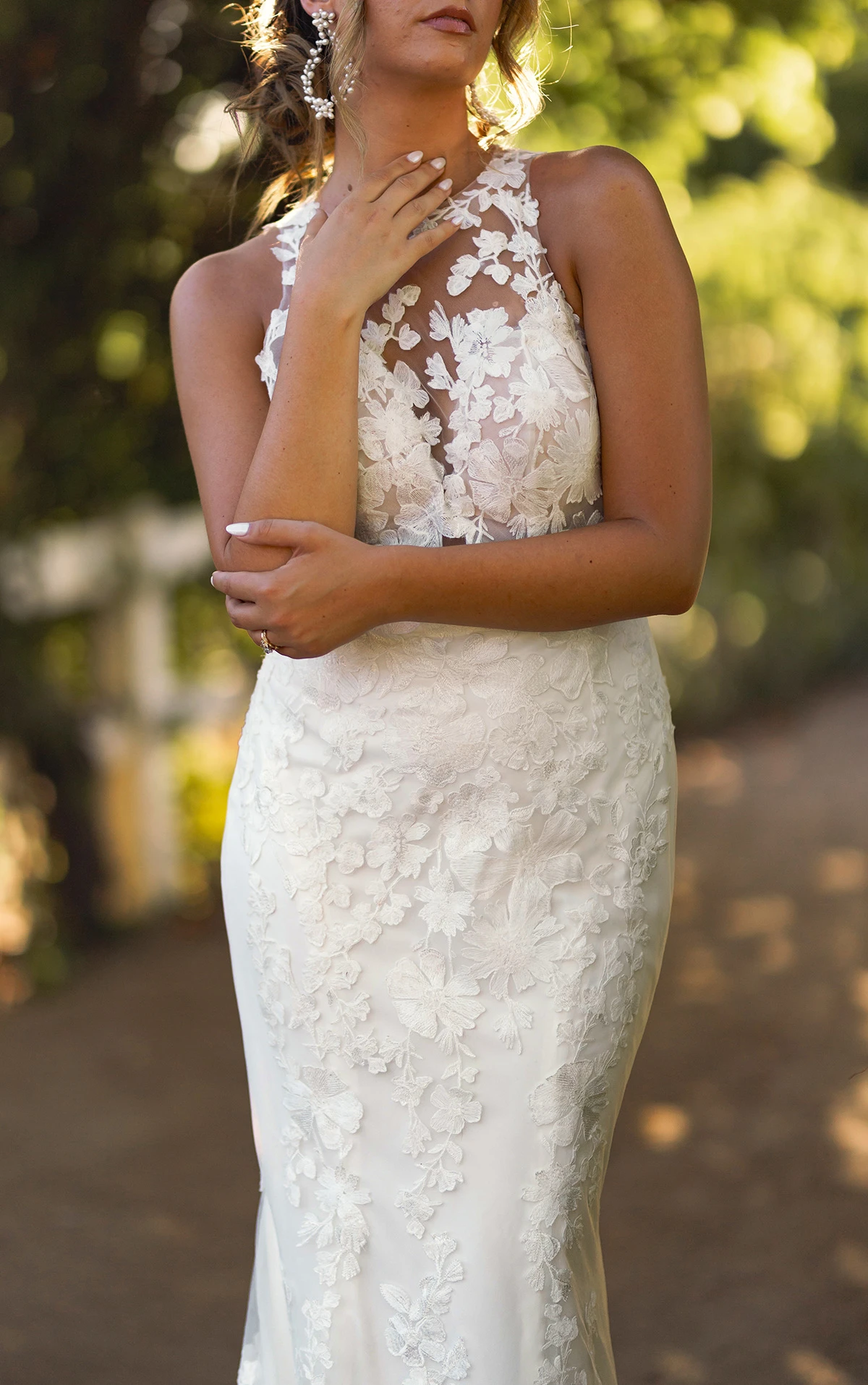 Essense of Australia - High Illusion Neckline Floral Embroidered Sheath