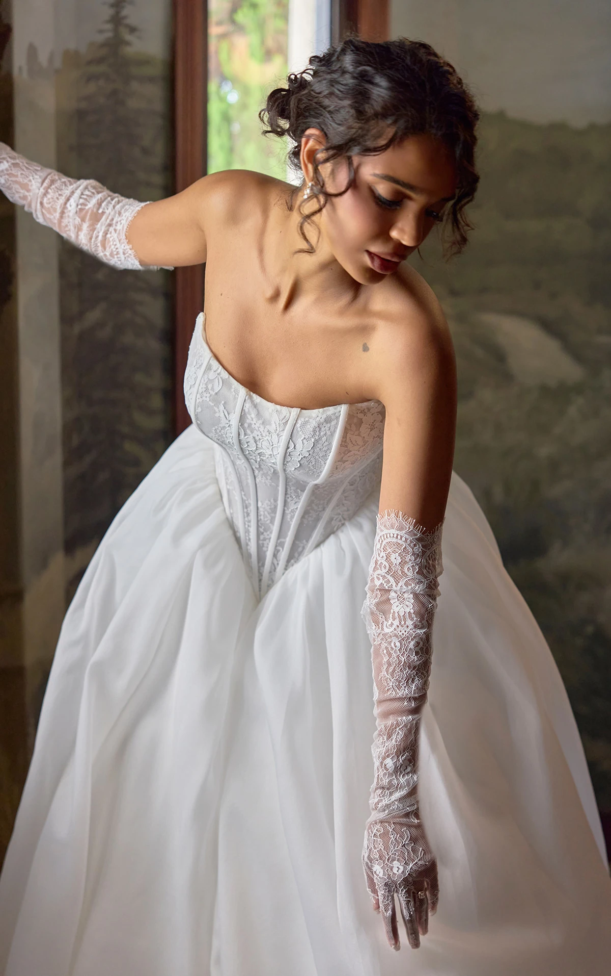 Essense of Australia - Couture Basque Corset Ballgown with French Lace Gloves