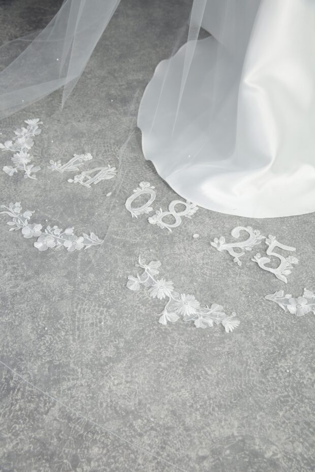 Bespoke Embroidered Date Veil