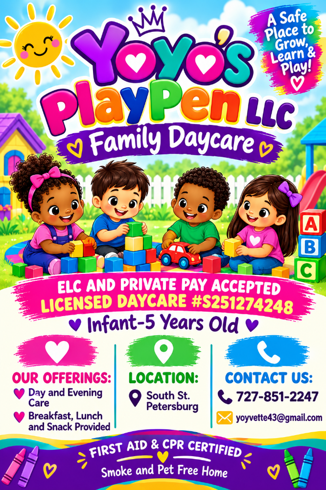 Yoyo's PlayPen LLC Family Daycare children playing with blocks, toy car, and ABC blocks