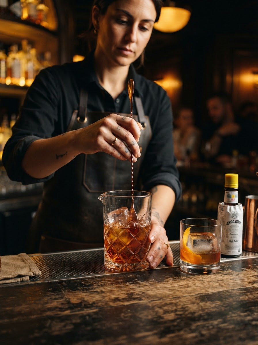 Craft cocktail at an upscale Panama City lounge
