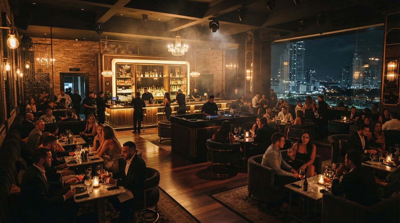 An upscale Panama City lounge interior