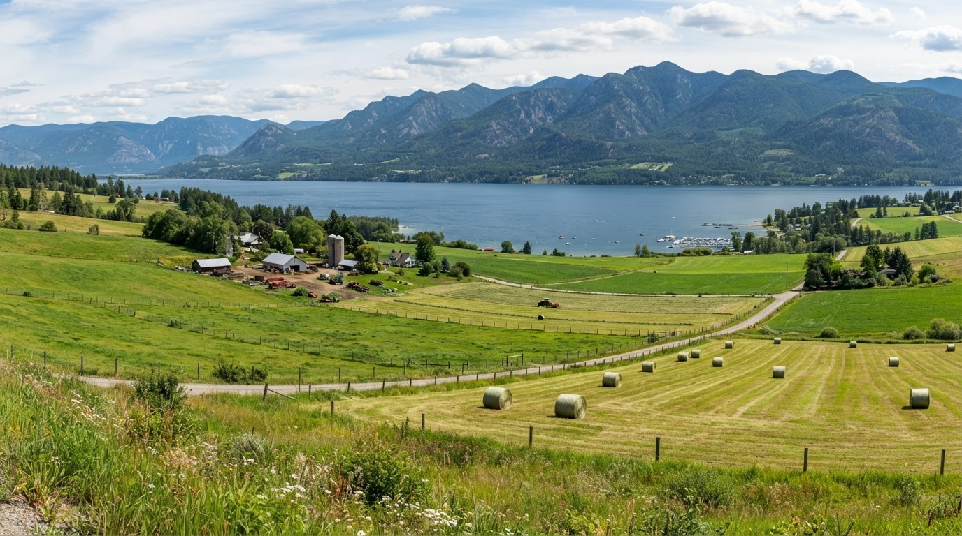 Farmland near Salmon Arm, Thompson-Shuswap, British Columbia