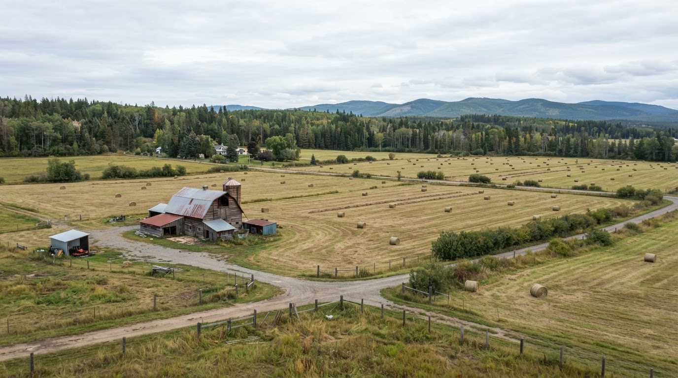 Cattle and forage operations farmland in the Northern BC, British Columbia