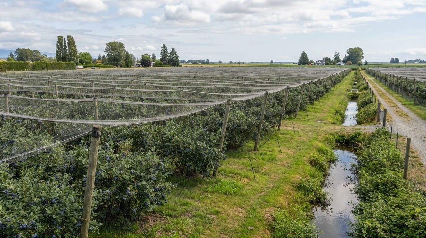 Blueberry, vegetable and equestrian properties. in Delta, Fraser Valley, British Columbia