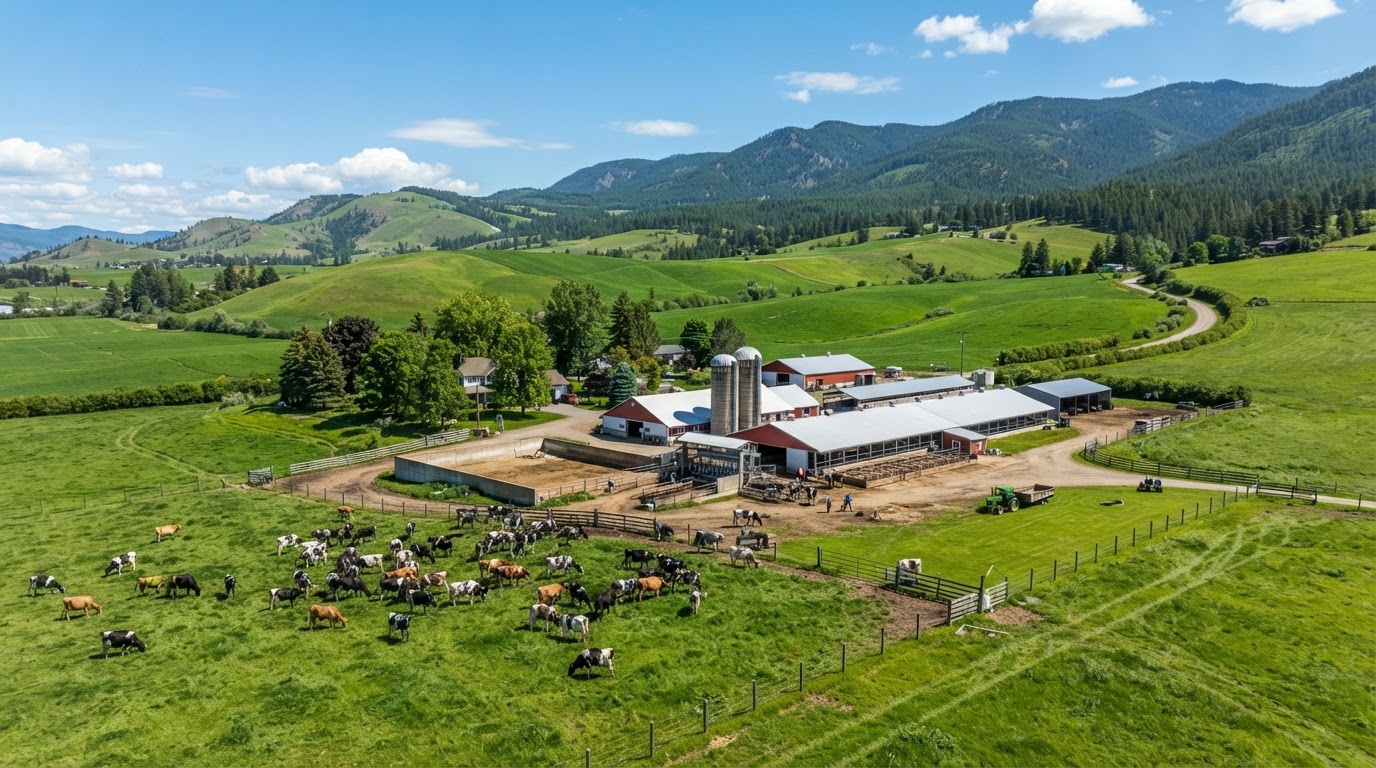 Dairy, forage, cattle and field-crop operations. in Armstrong, Okanagan, British Columbia