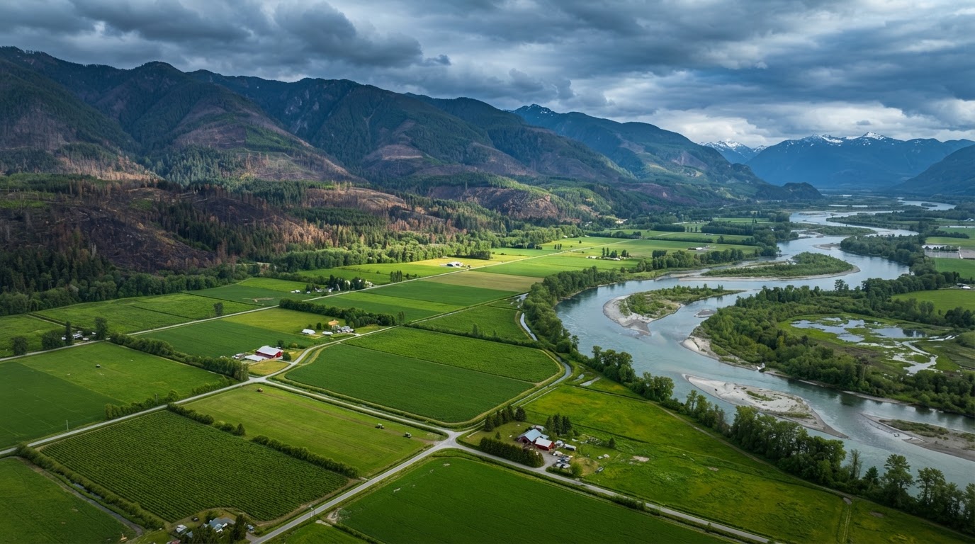 BC Farmland & Climate Risk: Flood, Drought and Fire — How to Assess a Parcel's Climate Exposure Before You Buy — BC farmland and agricultural real estate