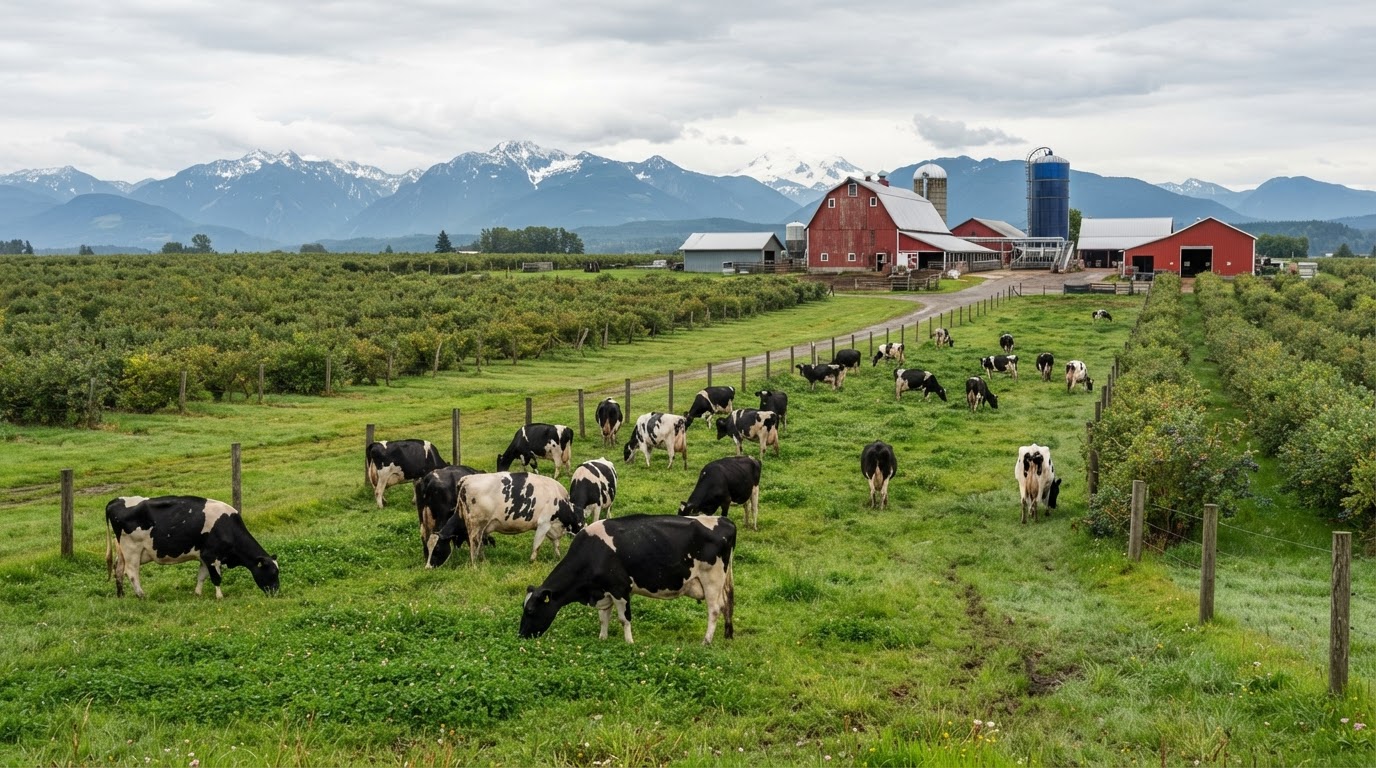 Dairy, poultry, blueberry, raspberry, greenhouse, equestrian and hobby acreages. in Abbotsford, Fraser Valley, British Columbia