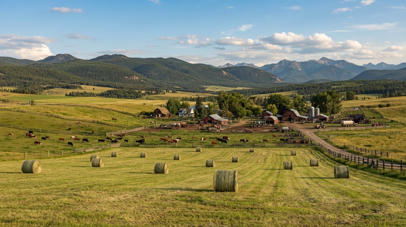 Farmland near Williams Lake, Cariboo, British Columbia