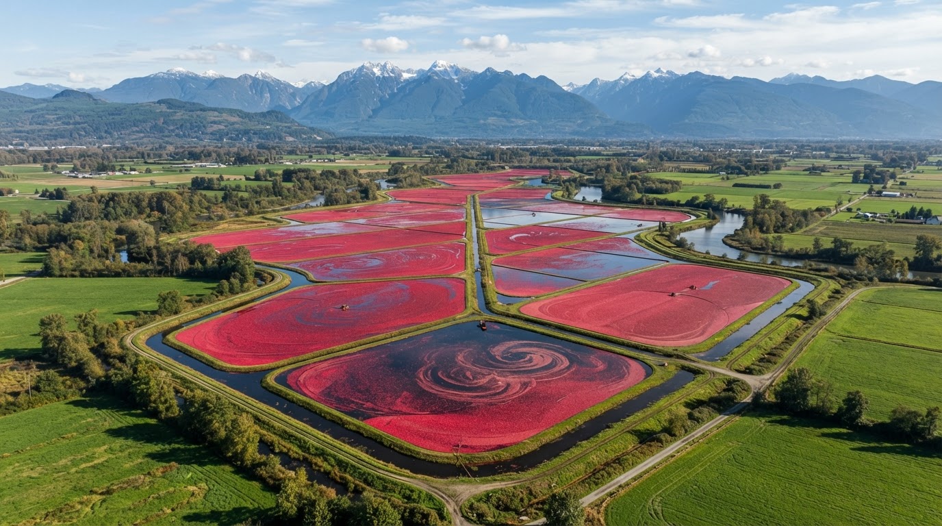 Cranberry, blueberry and dairy operations. in Pitt Meadows, Fraser Valley, British Columbia