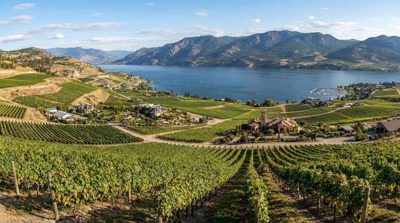 Vineyards, wineries and lakeside wine-country acreages. in West Kelowna, Okanagan, British Columbia