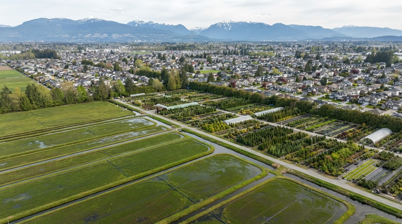 Cranberry farmland in the Metro Vancouver, British Columbia