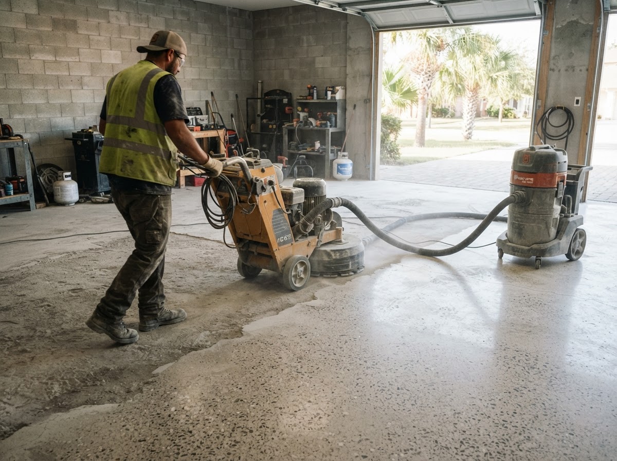 Do I Have to Grind My Garage Floor Before Epoxy? Diamond Grinding vs. Acid Etching in Harlingen, TX