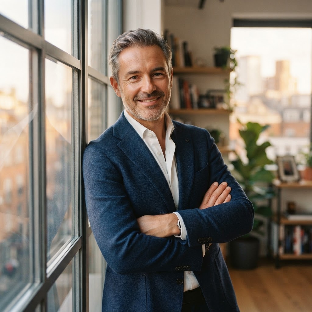 Executive headshot near a window