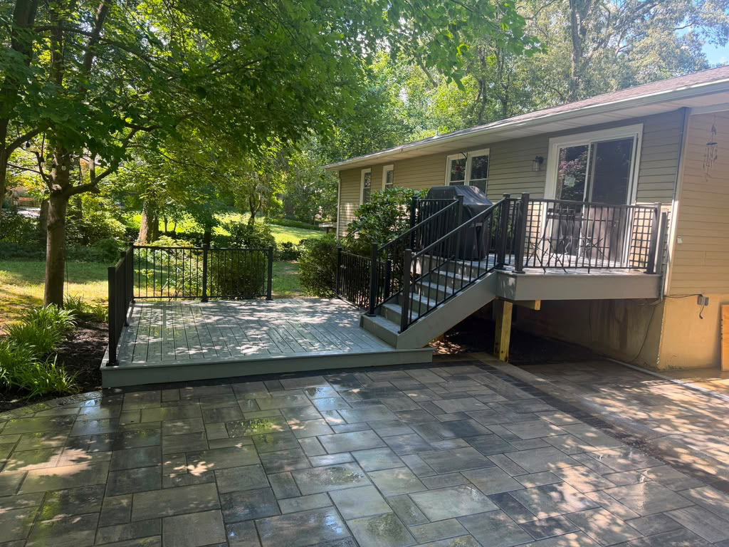 Kenchos Contractors LLC multi-level deck and stairs with stone patio