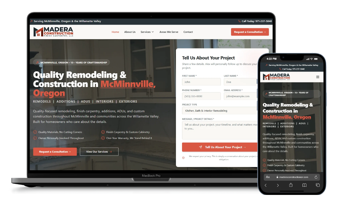 Professional TrustSite™ example shown across desktop and mobile devices