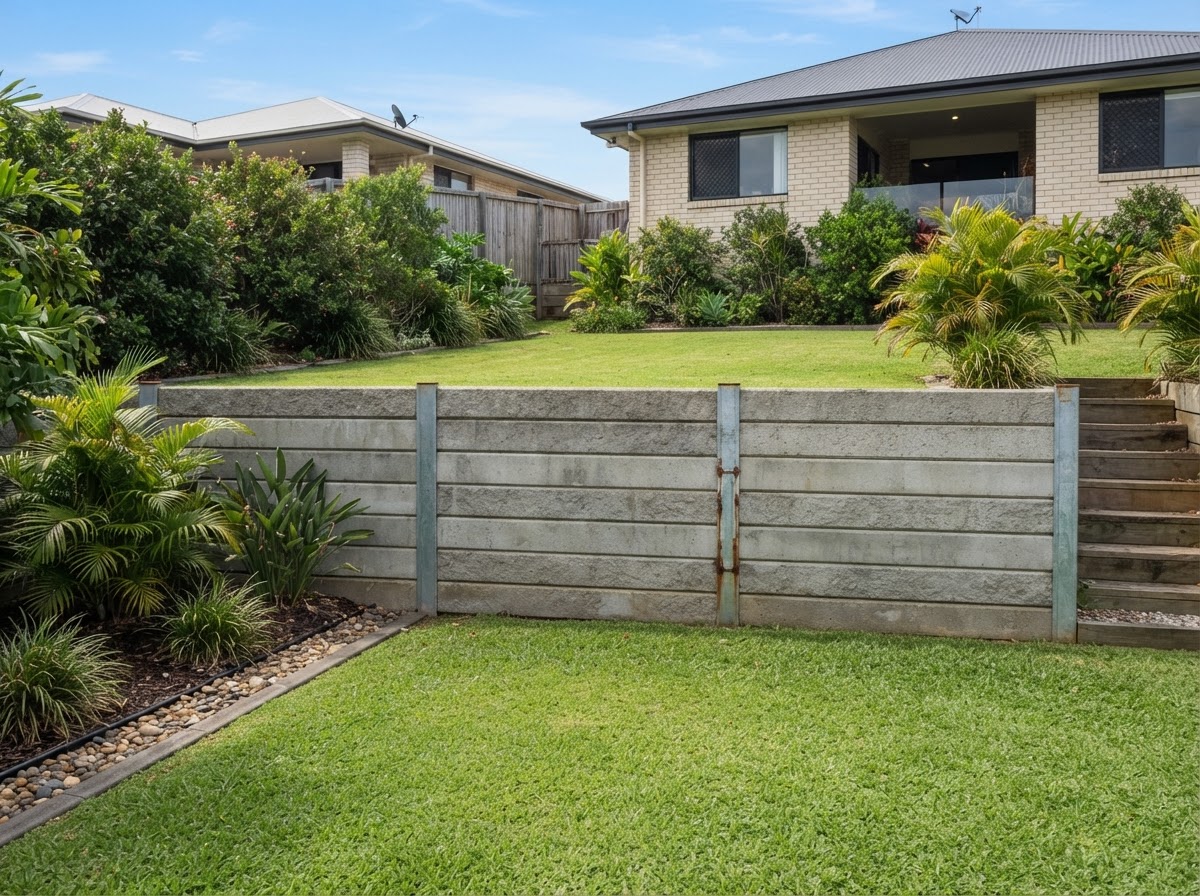 Stepped Concrete Sleeper Retaining Wall - Image 4