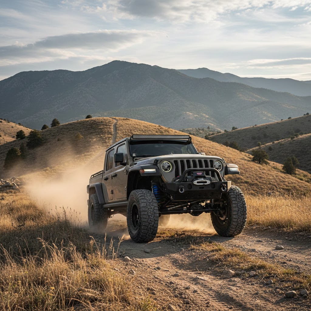 Lifted truck with off-road tires and lift kit